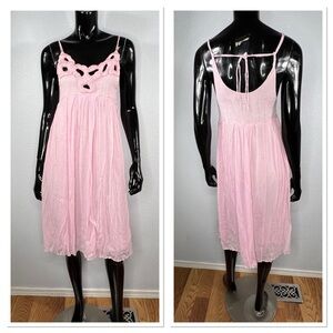One Season Pink Cut Outs Sun Dress Sz S Viscose